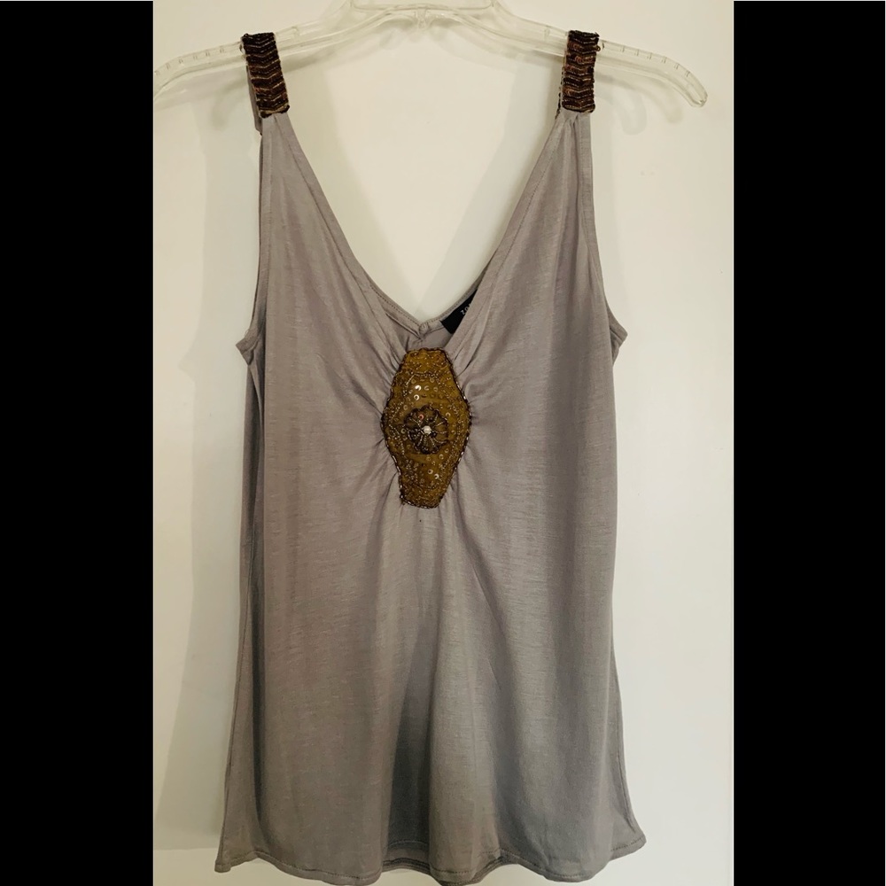 Sequined grey dressy tank top - 36